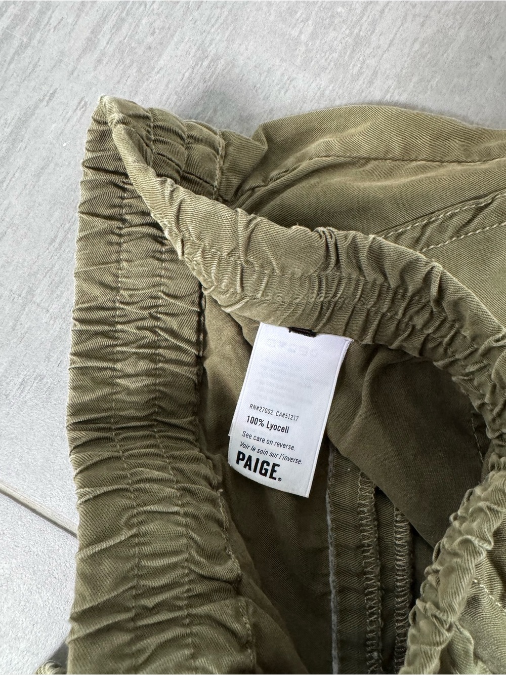 PAIGE Olive Drawstring Utility Shorts - Picture 4 of 4